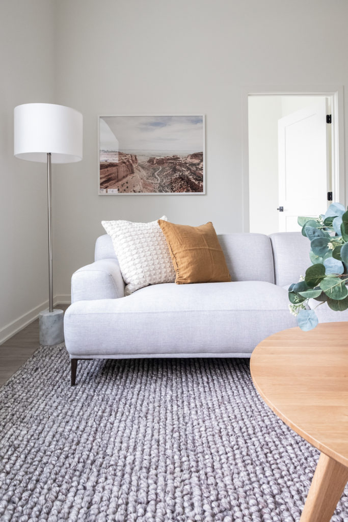 Addams Coliving Couch and Lamp